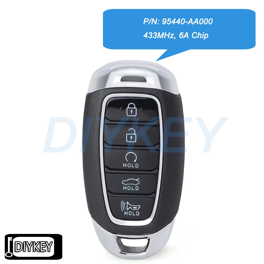 5 Buttons Smart Remote Car Key Fob 433MHz 6A Chip for Hyundai Elantra 2021-2023 Avante CN7 2020 2021 95440-AA000 NYOMBEC5FOB2004