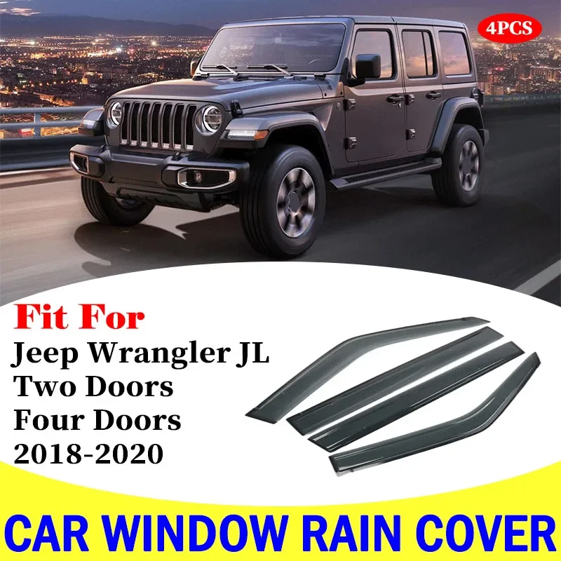 

FOR Jeep Wrangler JL Two Doors Four Doors window visor car rain shield deflectors awning trim cover exterior car accessories