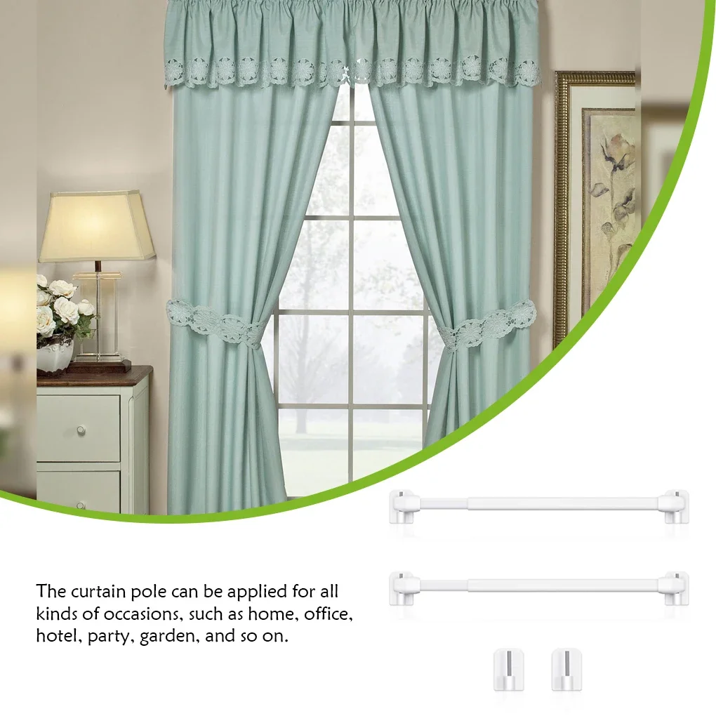 2 Pieces Adjustable Curtain Rod Extendable Bars Pole Without Drilling Hanging Rods Self Adhesive for Home Bathroom Hotel image 3