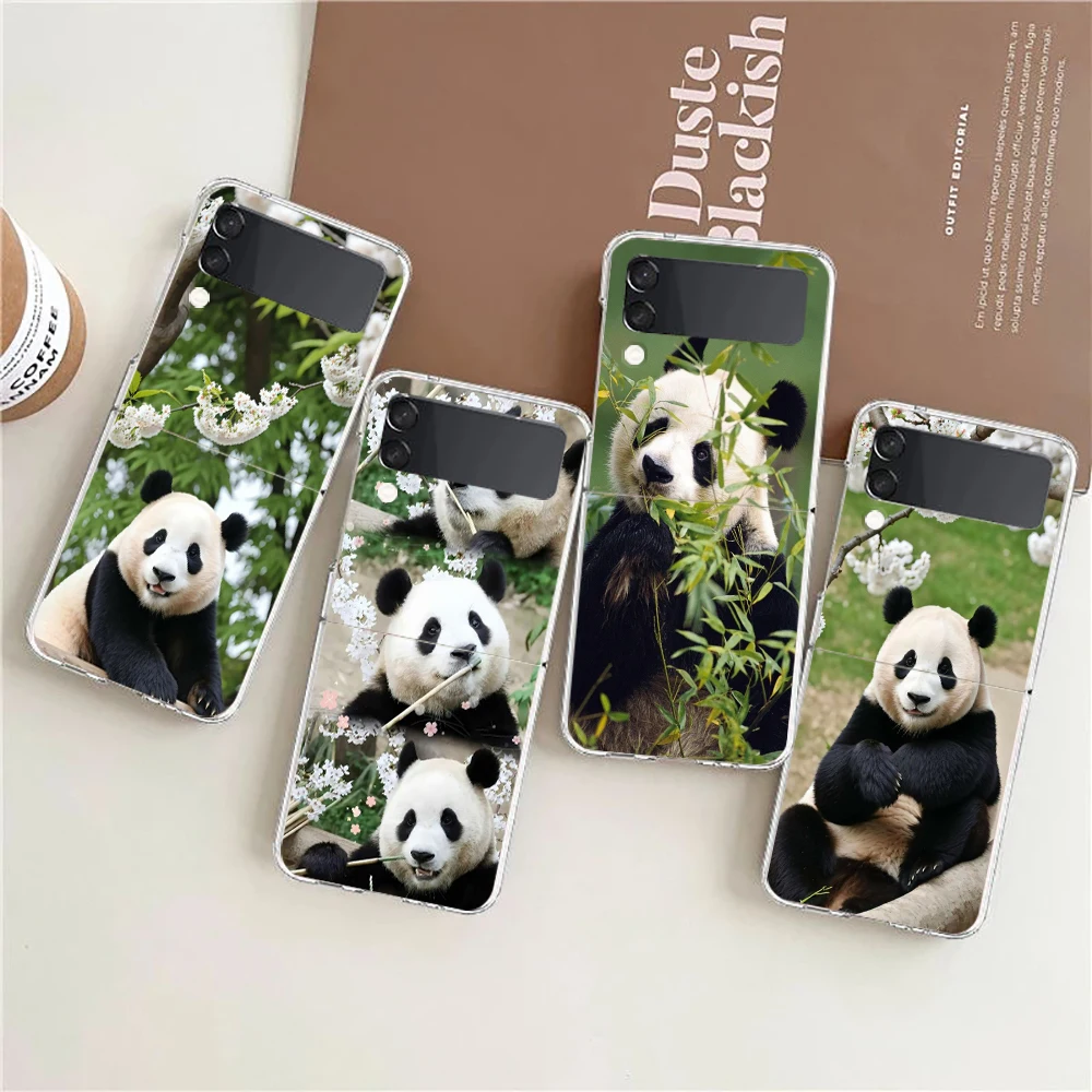 Phone Case For Samsung Galaxy Z Flip 3 4 5 Transparent fold High Hard PC Shell For Galaxy Z Flip 3 5 Clear Cover Fubao panda