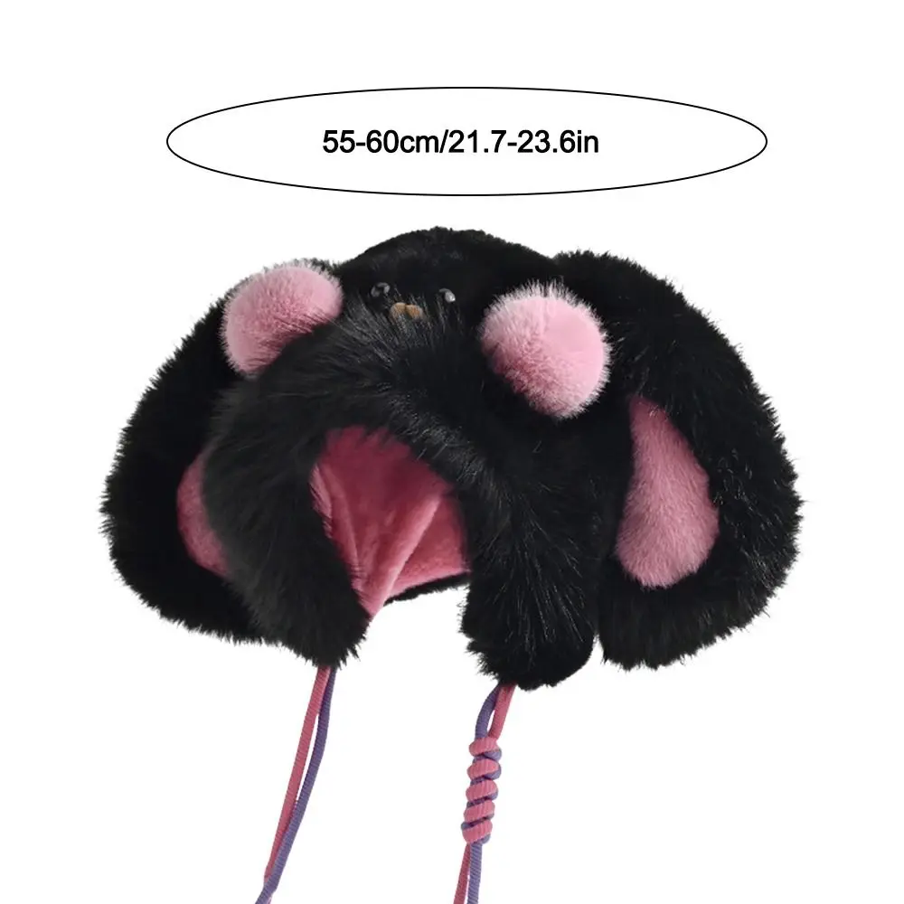 หมวกไหมพรมกันลมลายกระต่ายสีชมพูอ่อน น่ารักสำหรับฤดูหนาว  แบบหนา ให้ความอบอุ่น ป้องกันหู เหมาะสำหรับกิจกรรมกลางแจ้ง