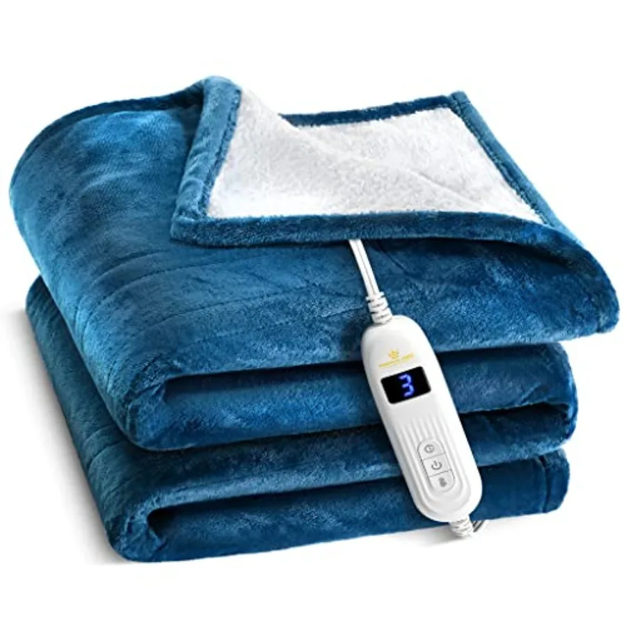 

Heated Blanket Machine Washable Extremely Soft and Comfortable Electric Blanket Throw Fast Heating with Hand Controller 10 Heat