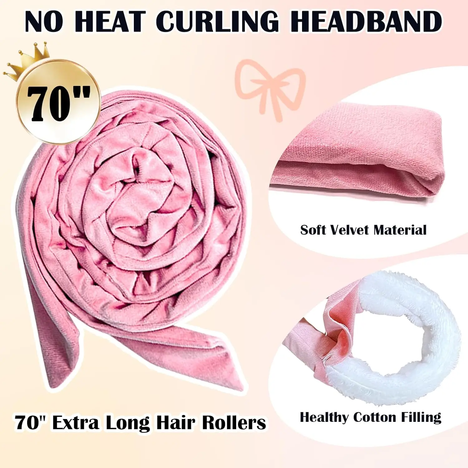 No Heat Curling Headband Hair Curlers Curls Headband 70" Miękka lokówka do włosów dla kobiet i dziewcząt Long Wave Curl Hair Rollers 6PCS Set