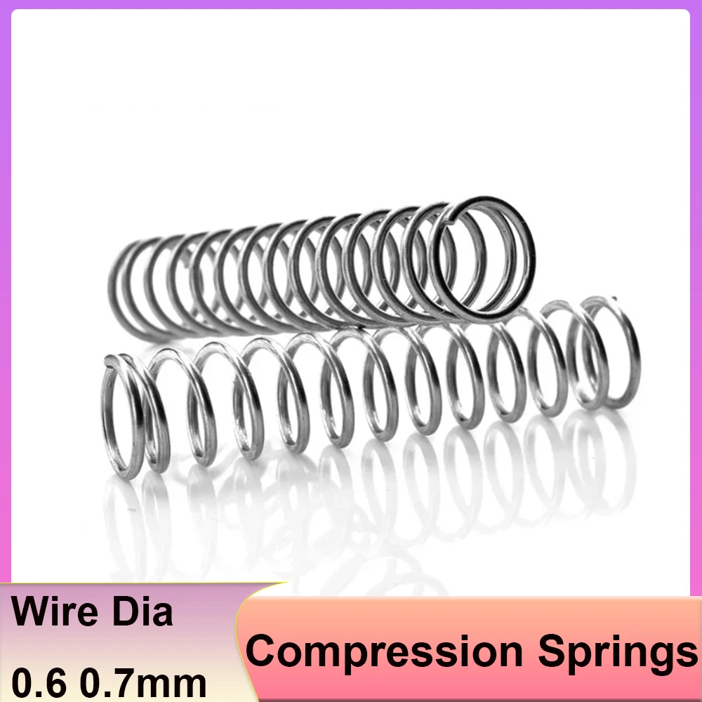 5Pcs Wire Diameter 0.6 0.7mm Galvanized Pressure Small Spring Compression Springs OD 5/6/7/8/9/-12mm Length 60/70/80/90/100mm