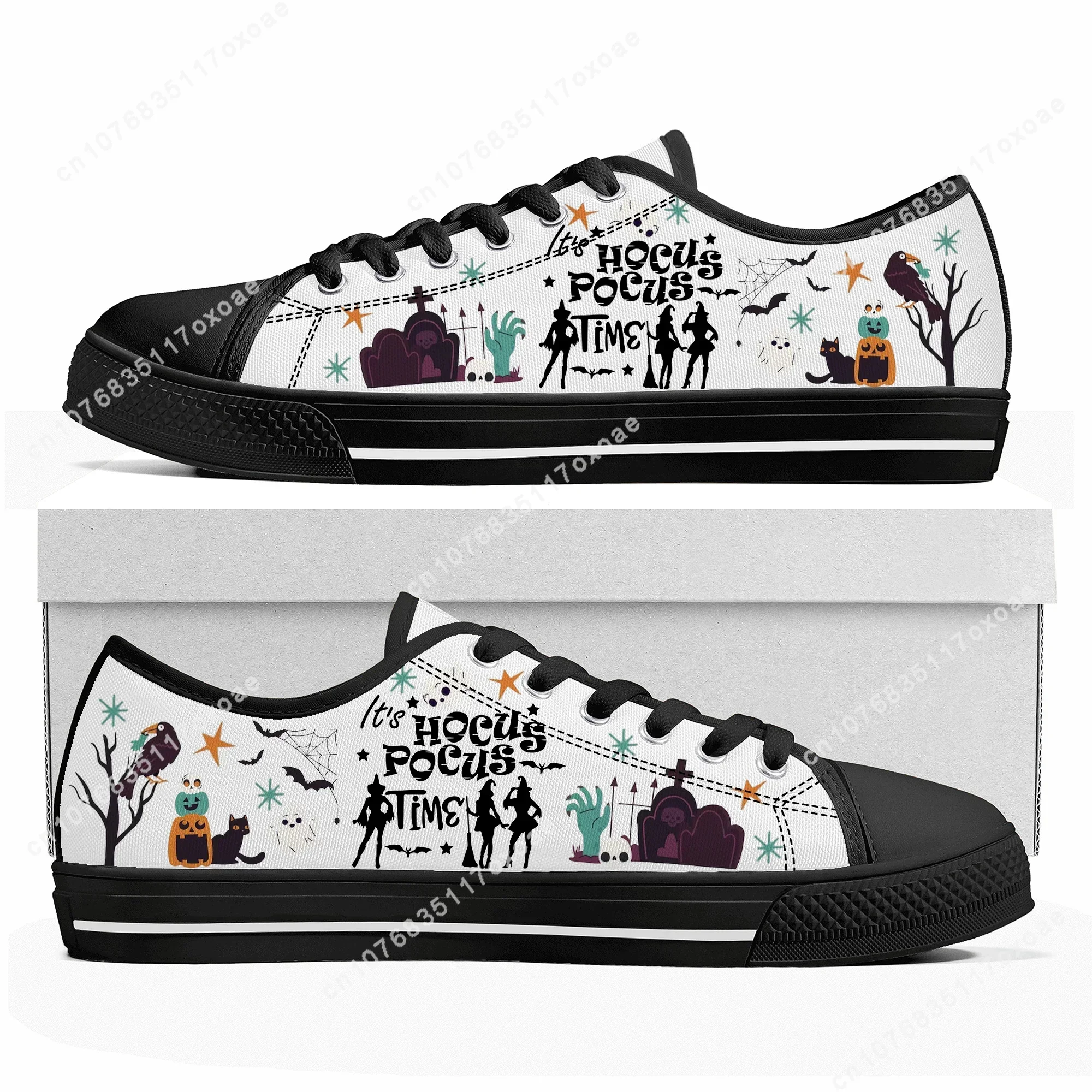 Halloween Low Top Sneakers Mens Womens High Quality Hocus Pocus Sanderson Sisters Canvas Sneaker Shoes Custom Shoe