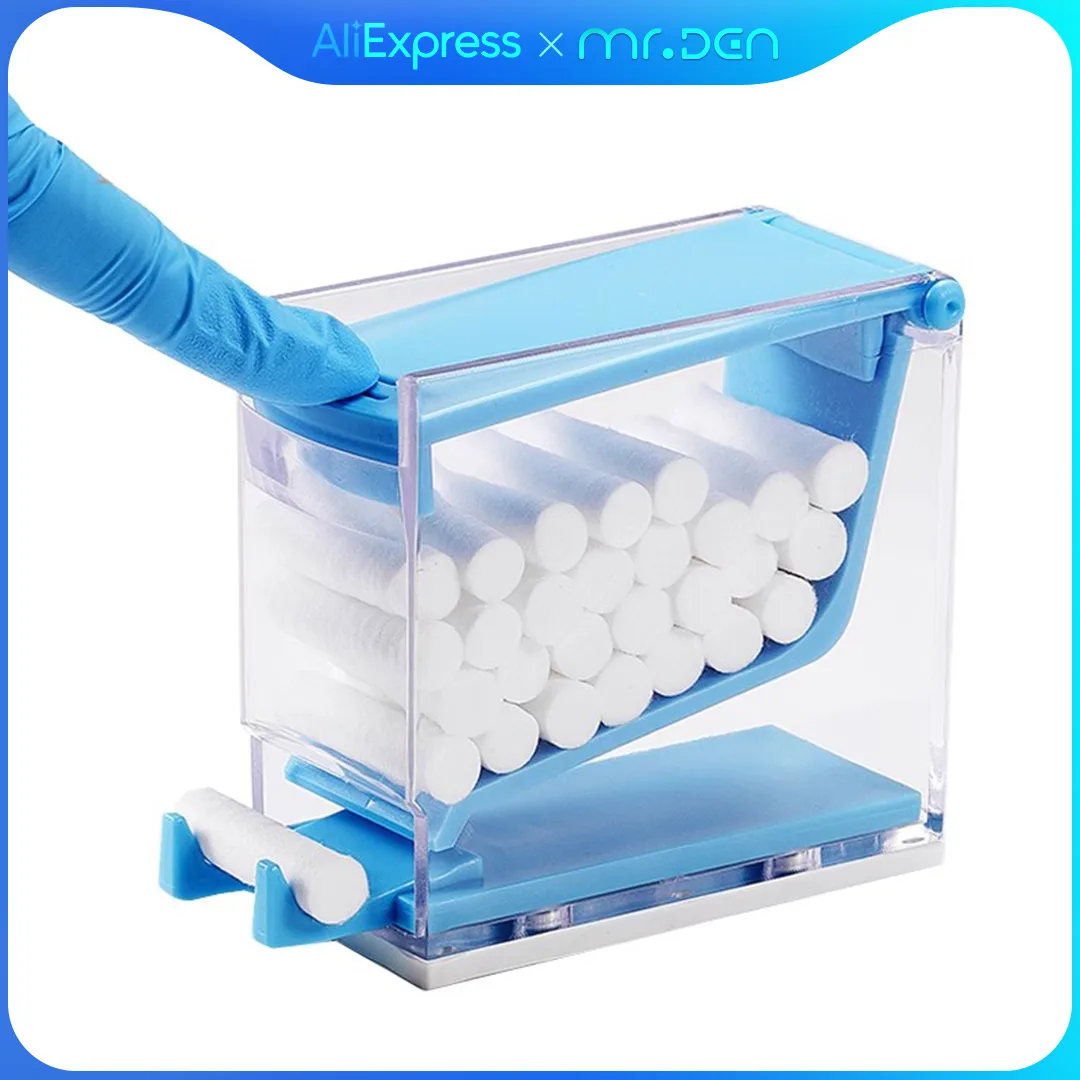 MR DEN Dental Dentist Cotton Roll Dispenser Holder Press Type Box Swab Storage Box Dentistry Organizer Accessories