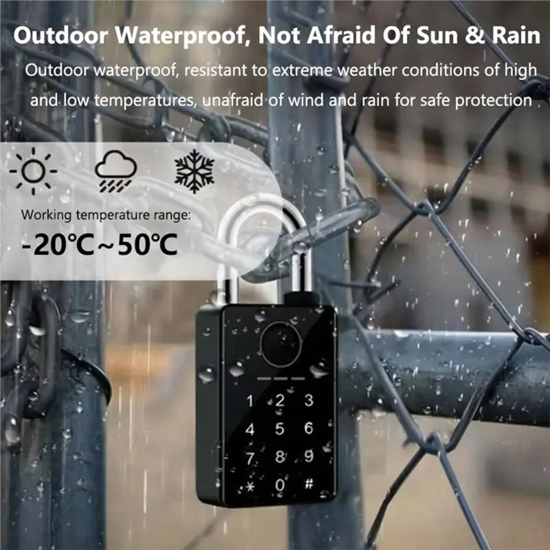 ABYN-Smart Door Lock Tuya For Outdoor Gate Fingerprint Padlock Password APP Card Key Unlock RFID Electronic Lock