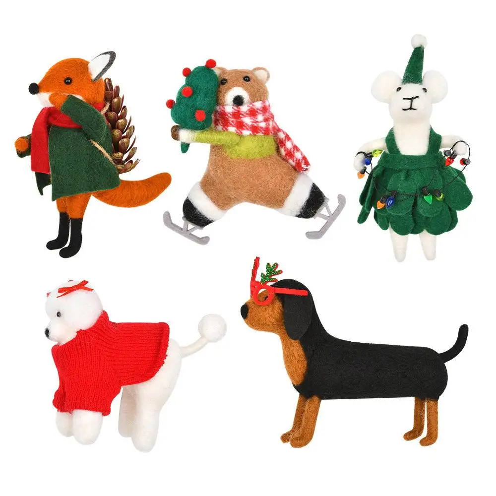 

Christmas Decorations Fabric Wool Felt Animal Shaped Hanging Ornaments Scene Arrangement Holiday Gifts Festive Celebration Su...