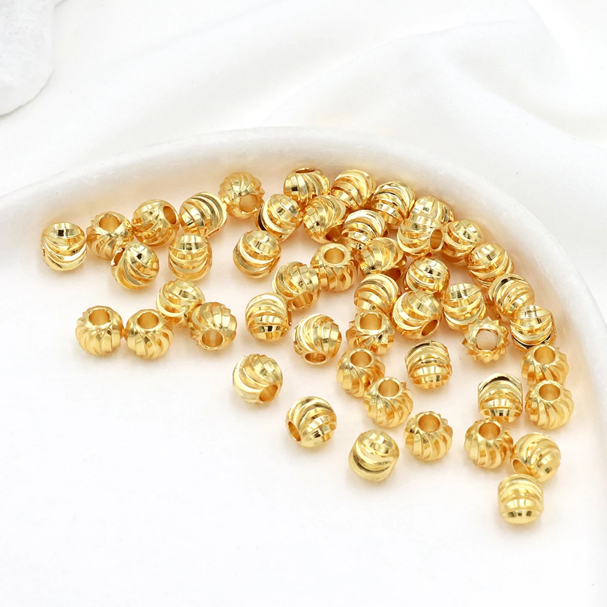 

2.5-6mm Brass Deep Spiral Pattern Spacer Beads For DIY Necklace Bracelet Making Separators Round Loose Beads Jewelry Accessories