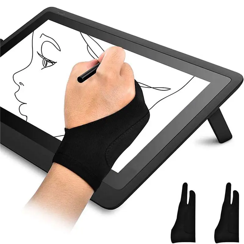 10 Pack Artist Gloves For Tablet Digital Drawing Glove Two Fingers Thicken Palm Rejection Glove For Graphics Pad (S)