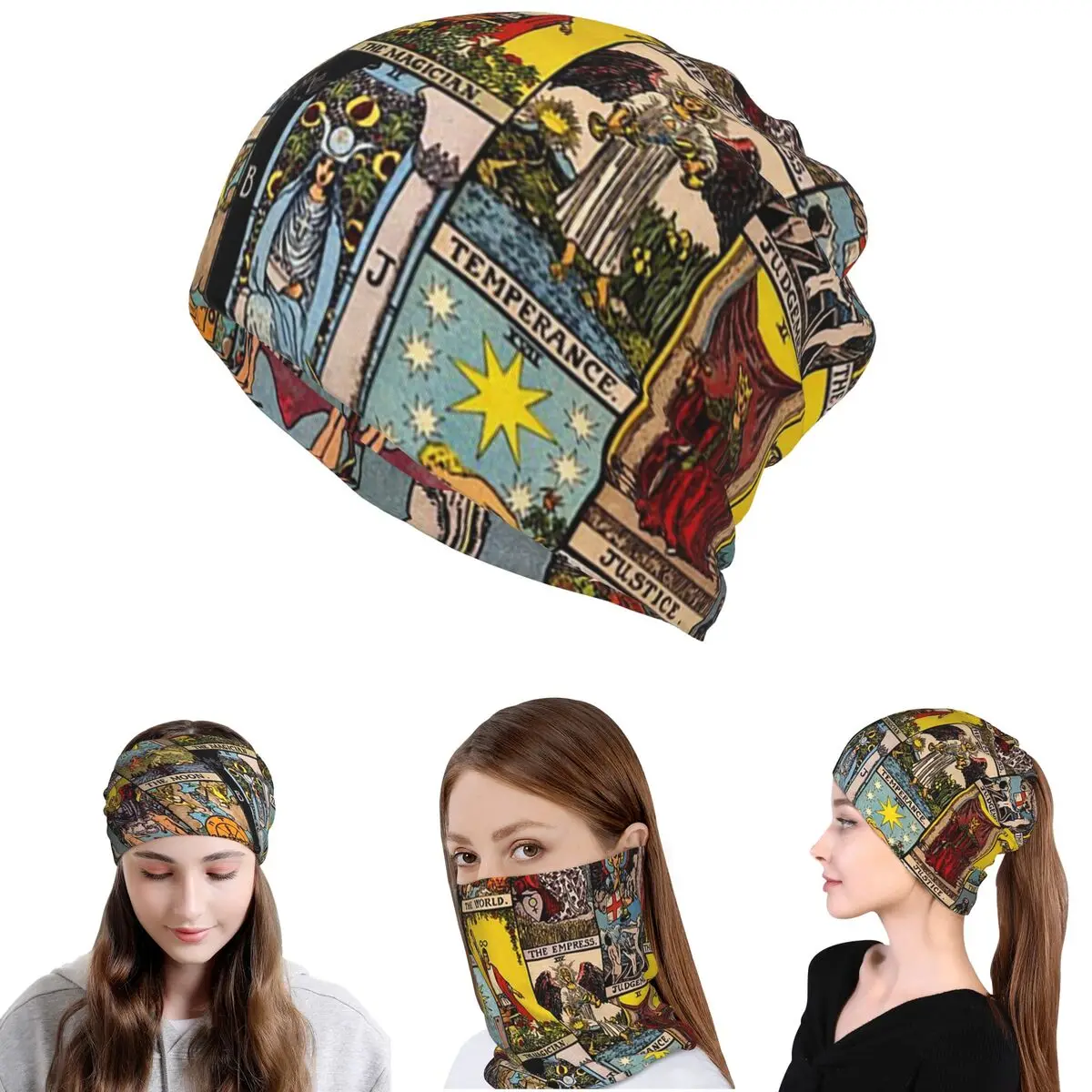 The Major Arcana Of Tarot Bandana Neck Gaiter Mask Scarf Multifunction Cycling Scarf Beanies Hat for Men Women Adult Winter