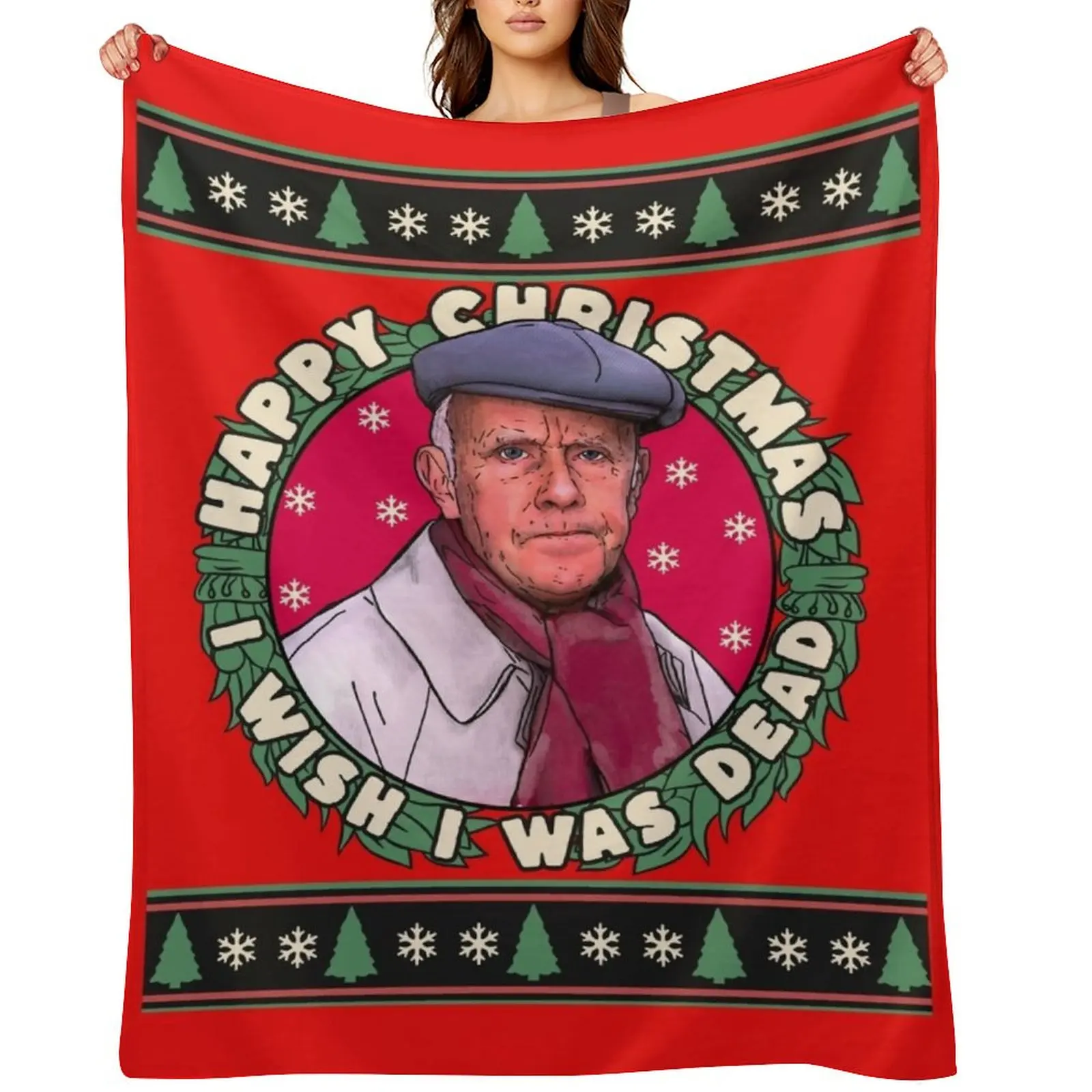 

Victor Meldrew Happy Christmas Waiting for God Sweater Throw Blanket christmas decoration bed plaid Cute Blankets