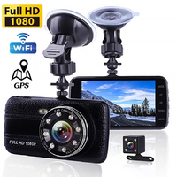 Dash Cam Dual Lens 1080P Full HD Vehicle Car Camera Car DVR Night Vision Driving Video Recorder Wi-Fi Parking Monitor Black Box