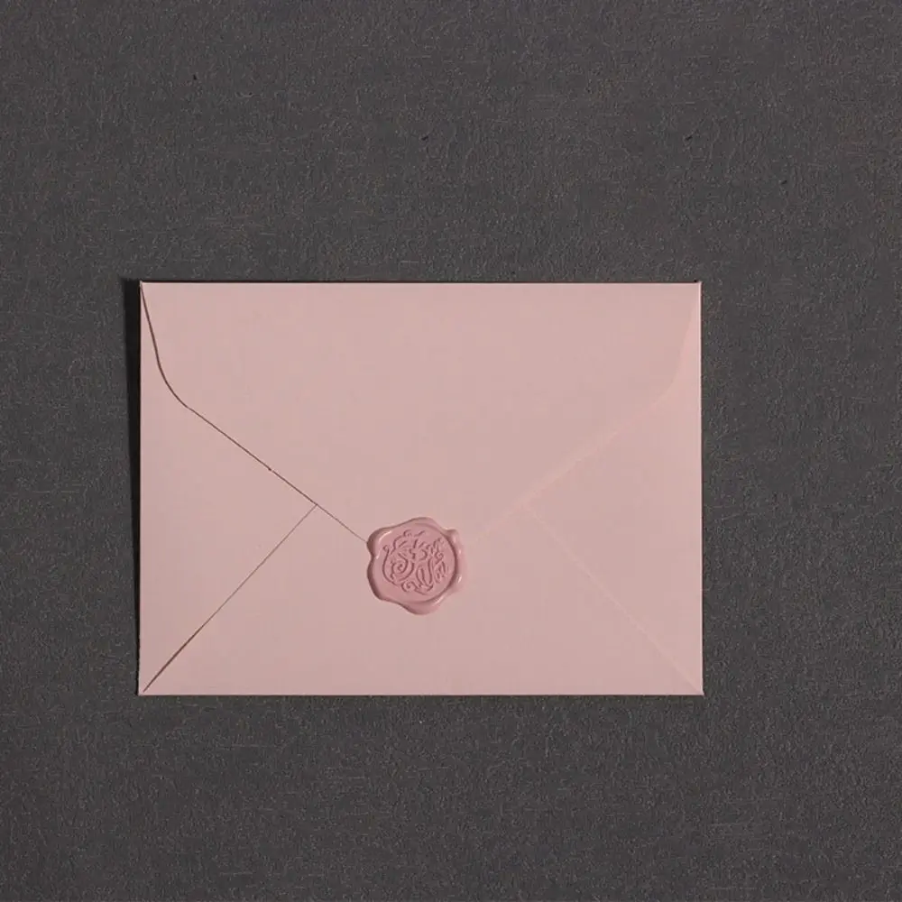 Romantic Pink Envelope Set Paper Postcard Fire Paint Prints Fresh Envelope Birthday Card Wax Seals Invitation Cards Wedding