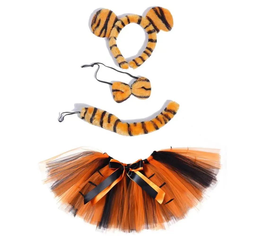 Lion Tutu gonna Costume Set abiti da principessa per ragazze orecchie di leone fascia Halloween Animal Fancy Outfit Toddler Girls Chrismas