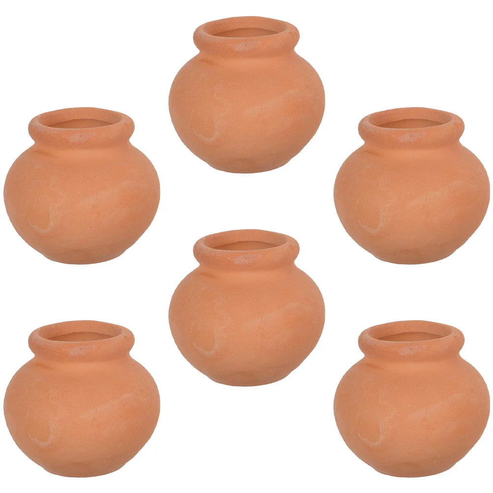 6 Pcs Small Rounded Terracotta Pots Fleur Plant Saucers for Outdoors Indoor Flower Plants Holder Pottery