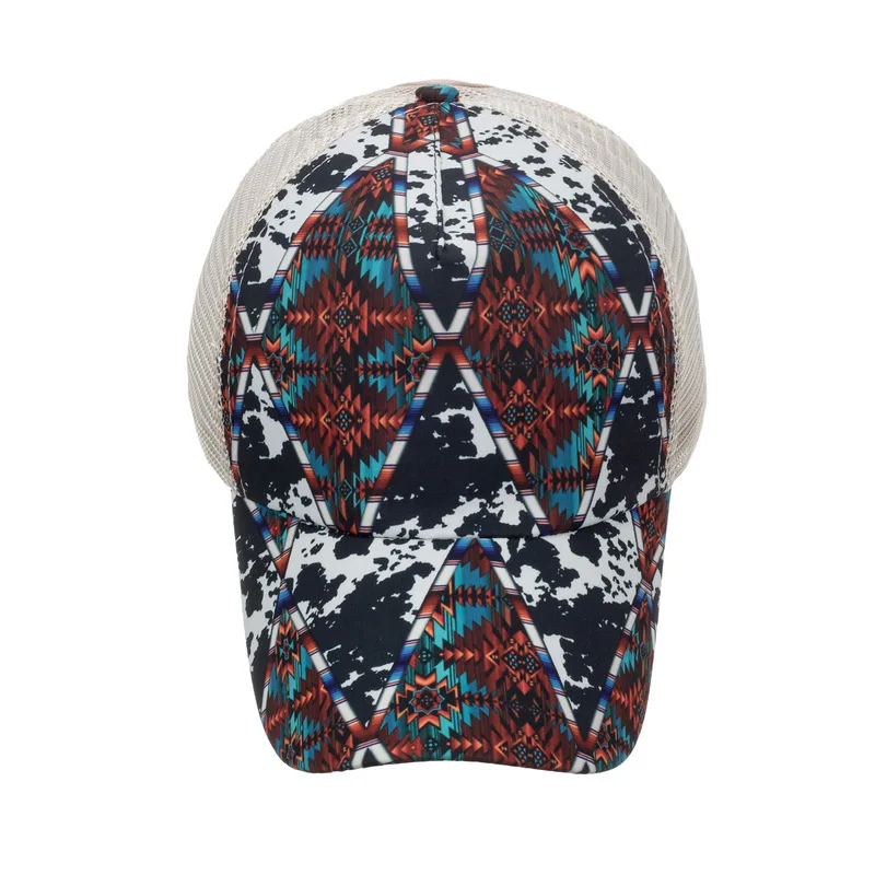New diamond-shaped cross-striped mesh baseball cap sun hat