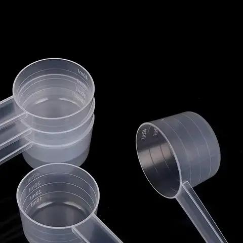 10Pcs 40ML 20g Flat Bottom Graduated Measuring Spoon Set Transparent Plastic Kitchen Baking Measuring Tools With Scale