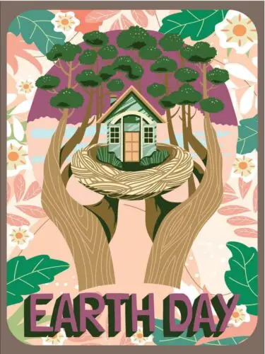Metal plaque vintage retro style Earth Day Tree House Classic tin door sign