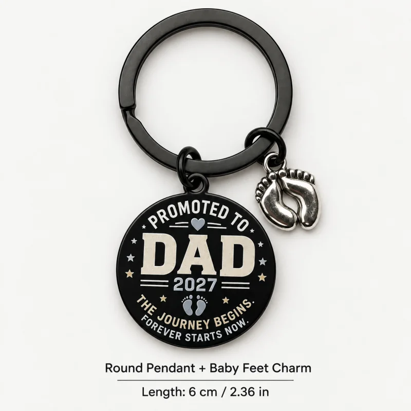 Promoted To Dad 2027 Keychain Feet Charm New Dad Pregnancy Gift