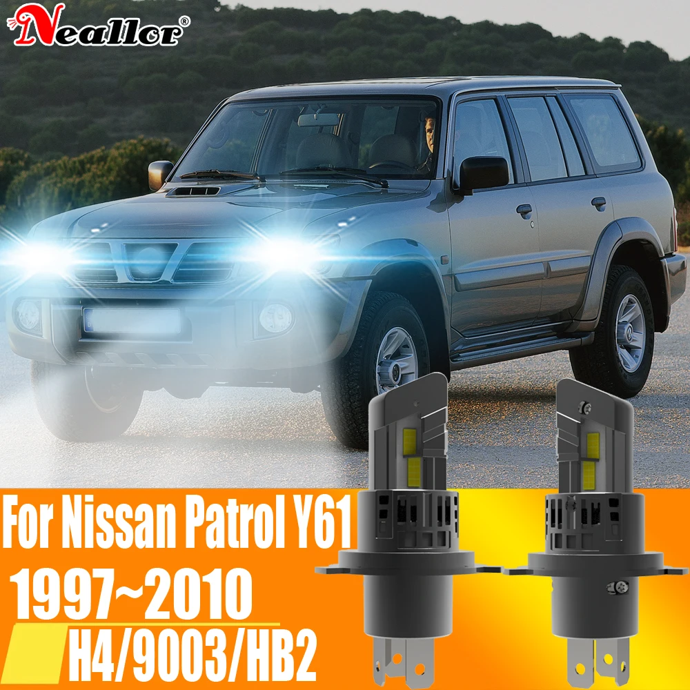 H4 HB2 9003 Led Headlight Canbus No Error Car Bulb High Power White Fog Light Diode Lamp 12v 55w For Nissan Patrol Y61 1997~2010