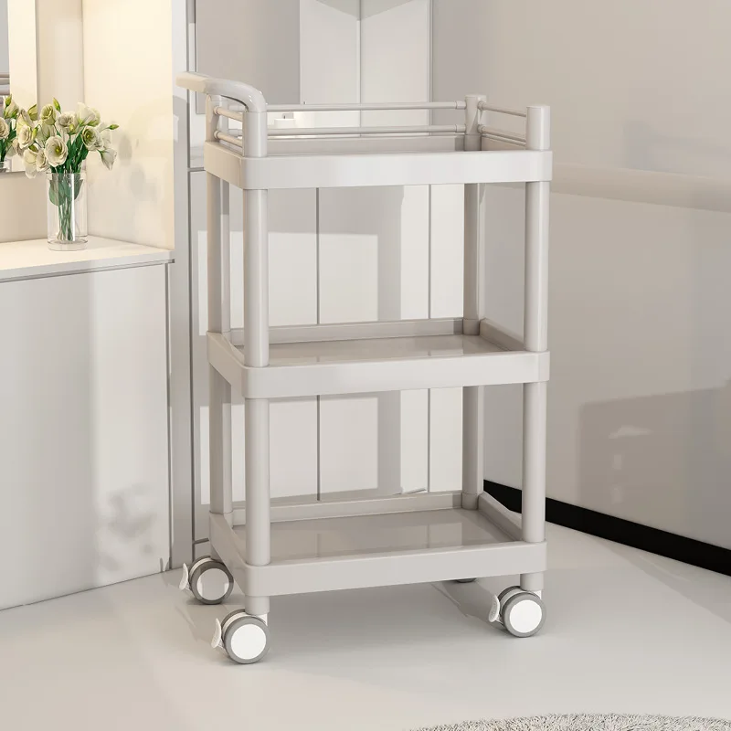 Beauty Salon Tray Stainless Cart Hairdressing Furniture Barber Trolley Cabinet Cosmetic Table Wheels Muebles Belleza Business