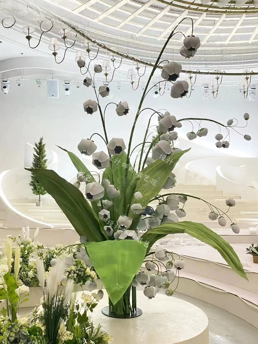 Lily of the valley paper art flower household outdoor wedding decoration props dance catwalk background handmade white simulated