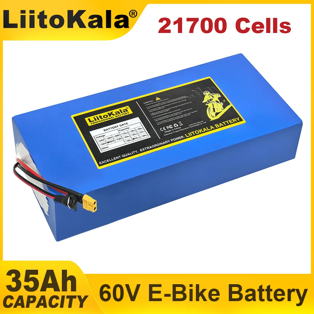 LiitoKala 36V 48V 60V 35Ah 21700 Lithium Battery Pack  42V 54.6V 67.2V Rechargeable batteries Charger