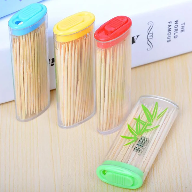 50Pcs/set Natural Bamboo Toothpicks With Box, Portable Disposable Tooth Picks Household Living Room Food Fruits Toothpicks