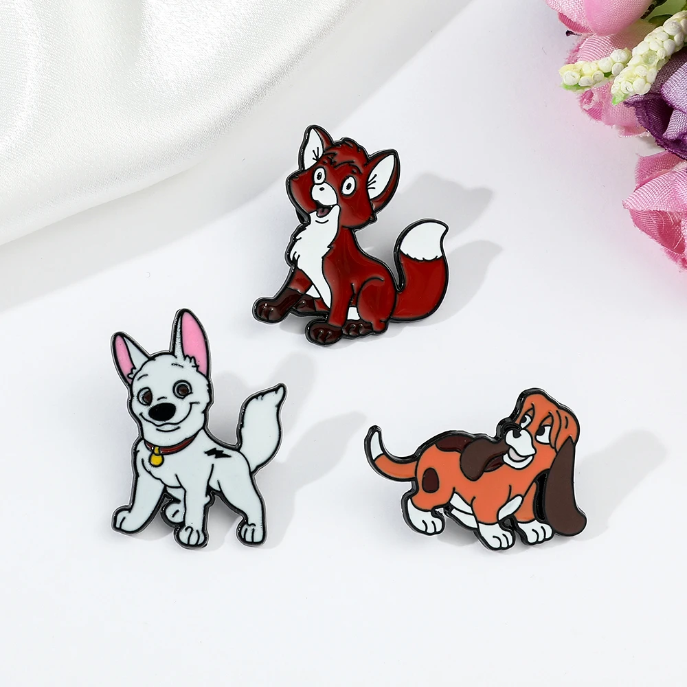 Disney Cartoon The Fox and the Hound Enamel Pins Kawaii Tod Copper Metal Badge for Backpack Accessories Fashion Brooches Jewelry