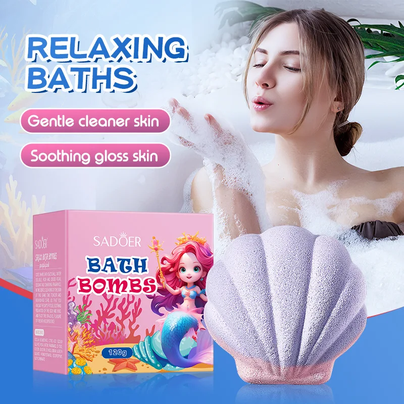 Cute Shell Bath Salt Balls 120g Deep Cleansing Body Bath Bombs Rich Foam Gently Clean Skin and Nourish Skin