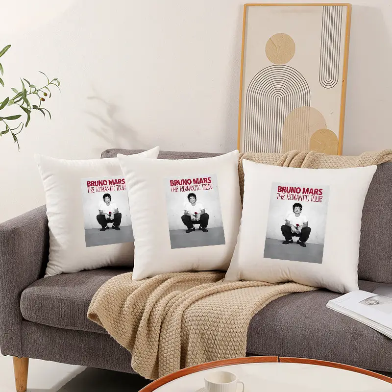 Bruno Mars World Tour 2026 Pillowcase Printed Polyester 40/45/50cm Throw Pillowcover Decorative Sofa Cushion Pillowslip Fan Gift