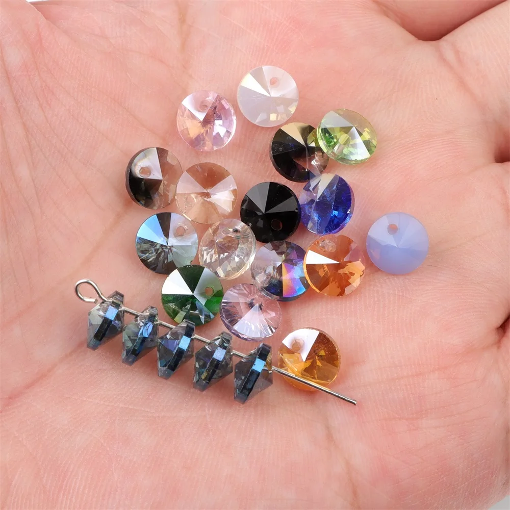 4*8mm UFO Shape Austrian Crystal Beads Double Bicone Glass Loose Rondelle Beads For Jewelry Bracelet Making DIY Necklace Earring