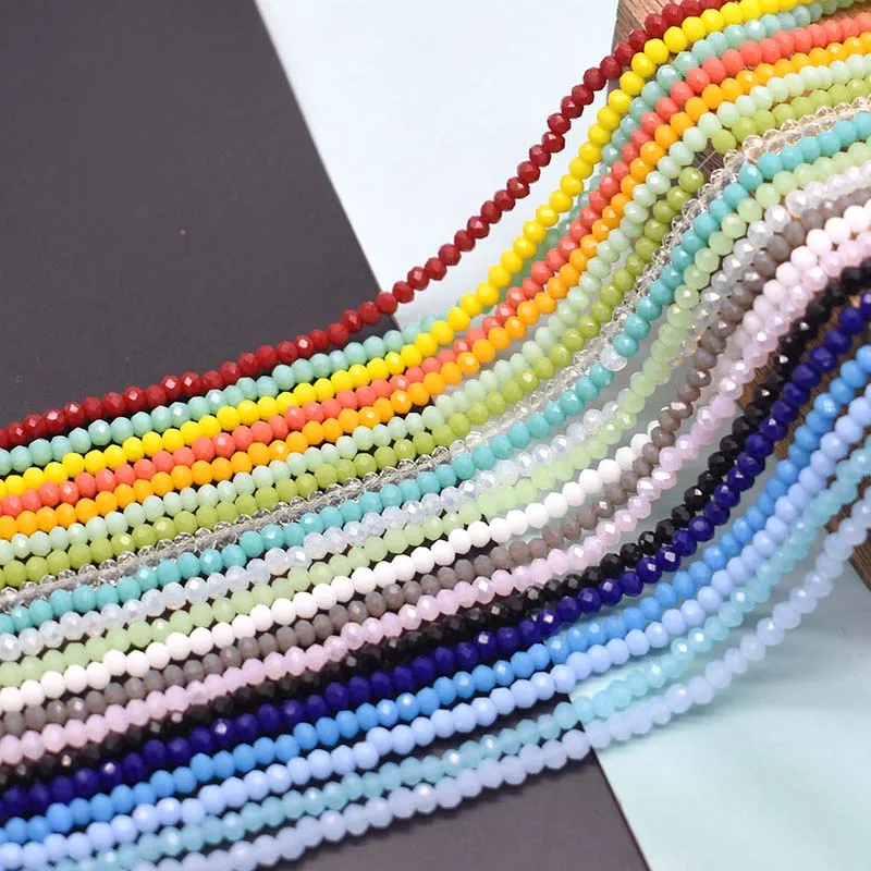 New 2 3 4 6mm Transparent Color Crystal Glass Beads Faceted Seed Loose Spacer Beads For Jewelry Making DIY Crystal Necklace