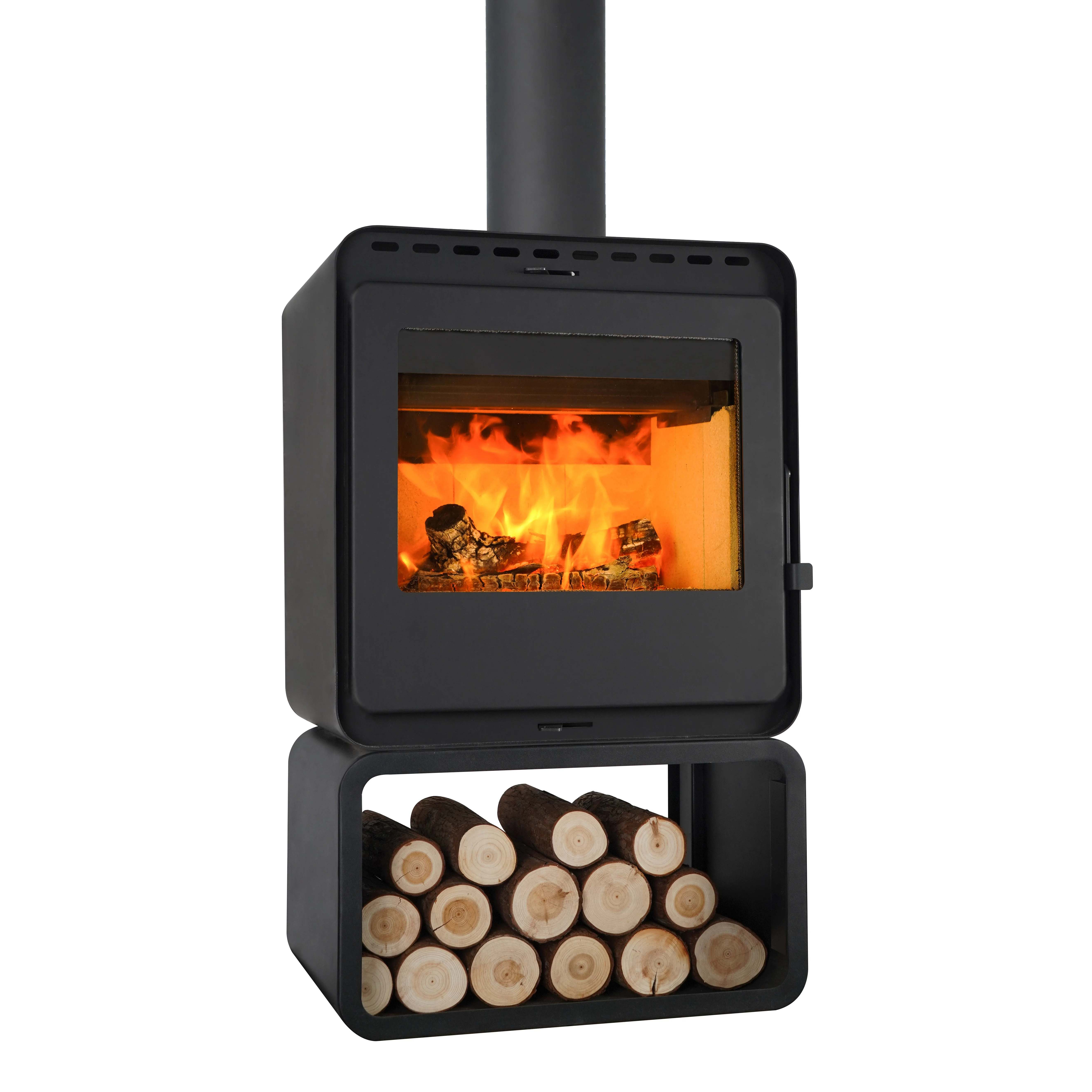 

CE Certification Freestanding Modern Iron Wood-Burning Fireplace Water Heater Stove for Rural Home Villa Use Stylish Living Room
