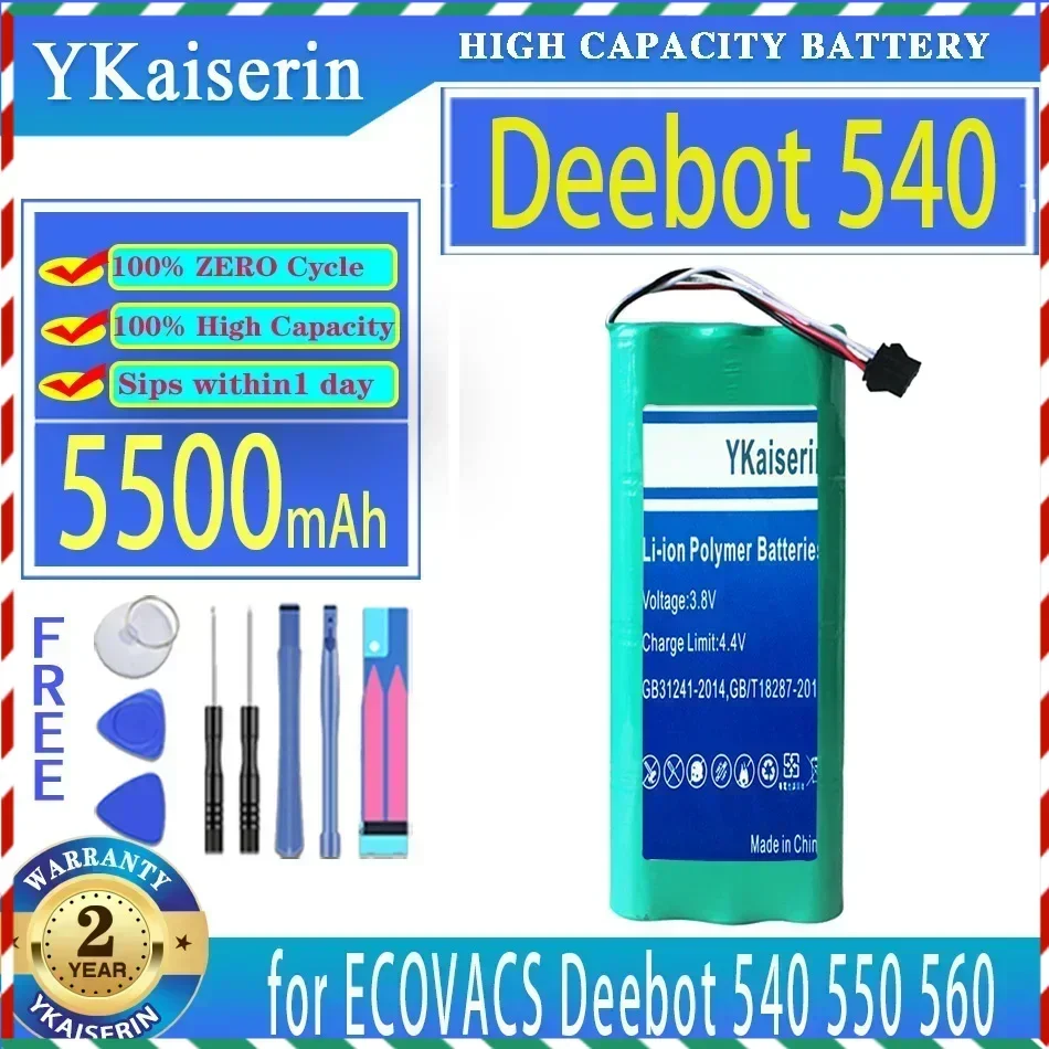 YKaiserin 5500mAh Replacement Battery for Vacuum Cleanner for ECOVACS Deebot 540 550 560 570 580 543 D56 D58 Digital Batteries