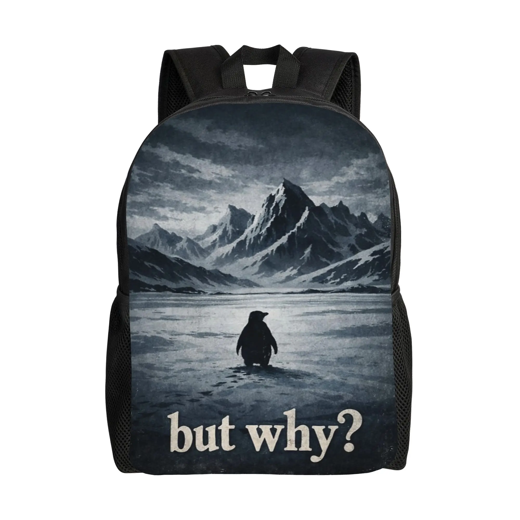 

Nihilist-Penguing But Why Viral Meme Graphic Backpack for Men Women Teenage High School Business Daypack Laptop Shoulder Bag