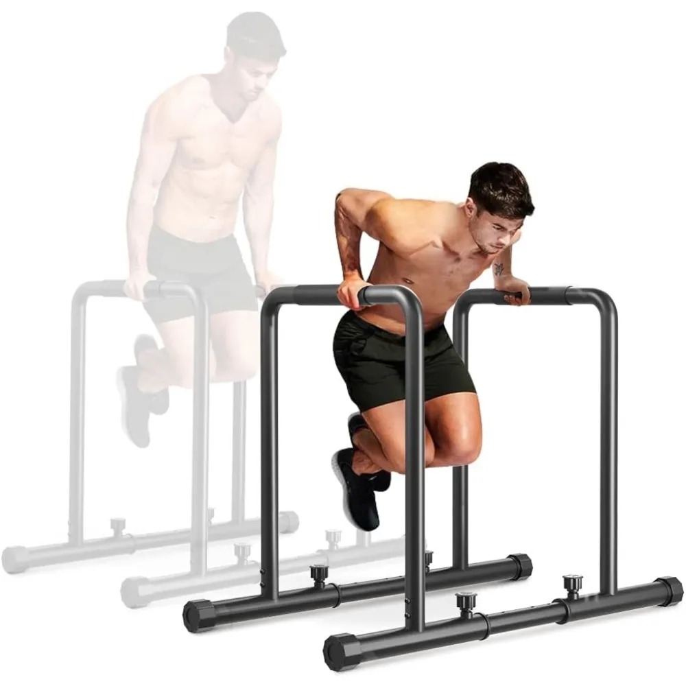 

Adjustable Dip Bar Heavy Duty Steel Dip Station, Home Dip Stand with Two Safety Connectors, for Calisthenics, Strength Training