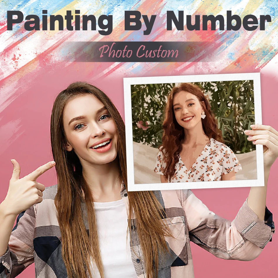 

GATYZTORY Personalised Paint By Numbers Photo Custom DIY Oil Painting By Number Portrait Family Children Photo