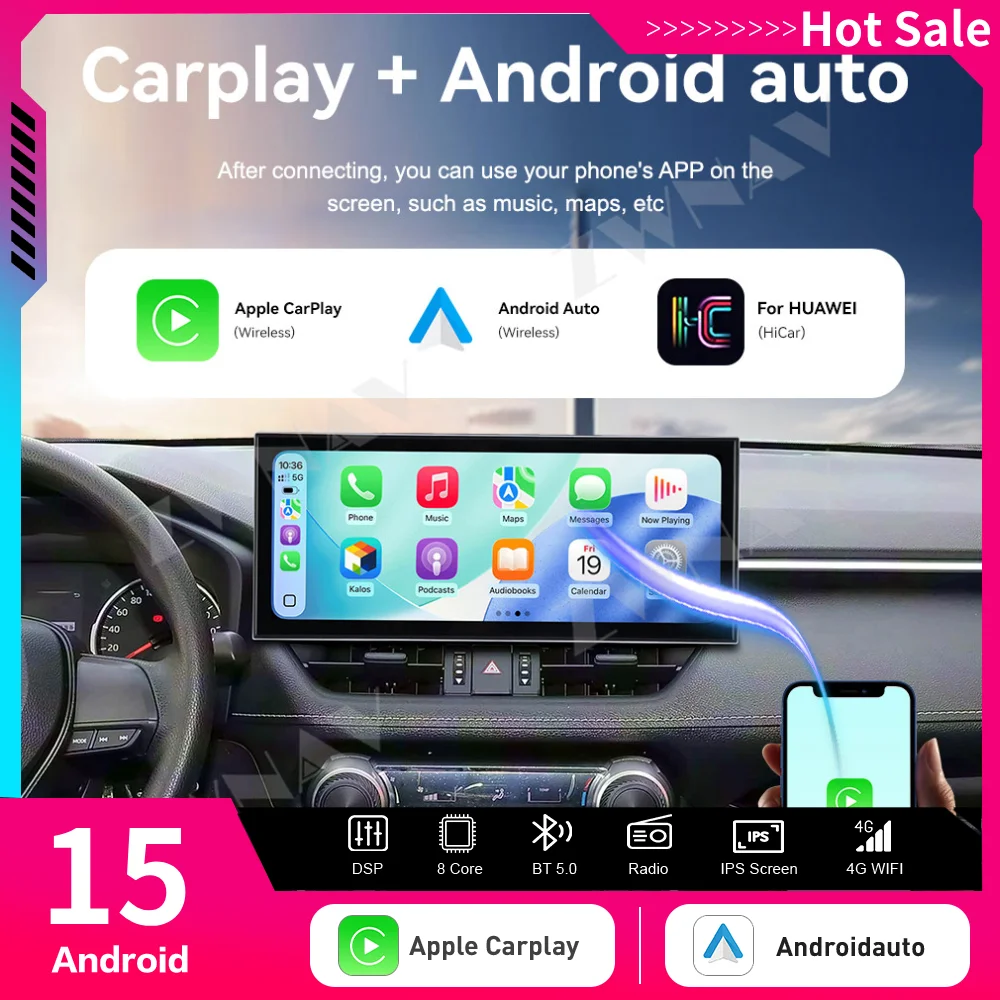 

15.8 inch Carplay Car Radio Touch Screen For Toyota RAV4 2020-2023 Android 15 GPS Navigation Multimedia Player Head Unit Auto