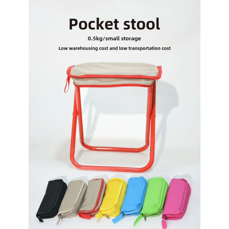 Foldable Mini Stool Bag - Portable Pocket Seat for Outdoor Camping, Multifunctional Chair with Storage Pouch & Carabiner (Lightw