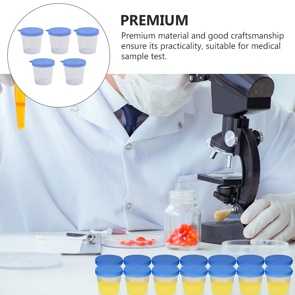 

5pcs Disposable Urine Cups Plastic Specimen Containers For Medical Sample Collection Testing Fecal Phlegm Scale