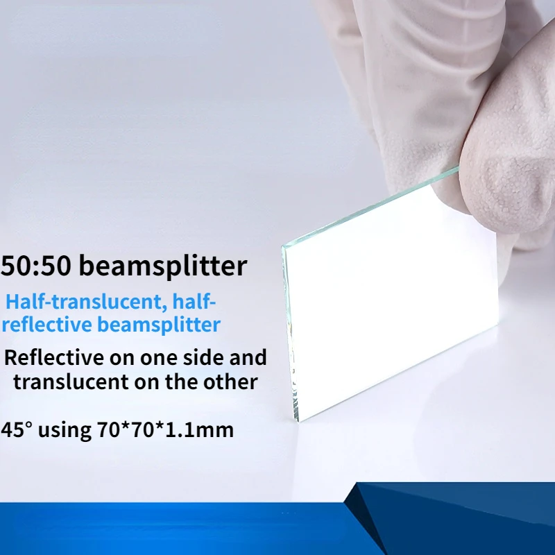 

Beam Splitter 50/50 45 Degree Use Semi-reflective Semi-transparent Beam Splitter Split Plate 70*70*1.1mm