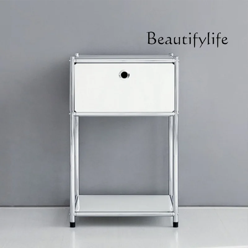 Creative and simple bedside table wrought iron custom stainless steel cabinet module combination cabinet household bedroom