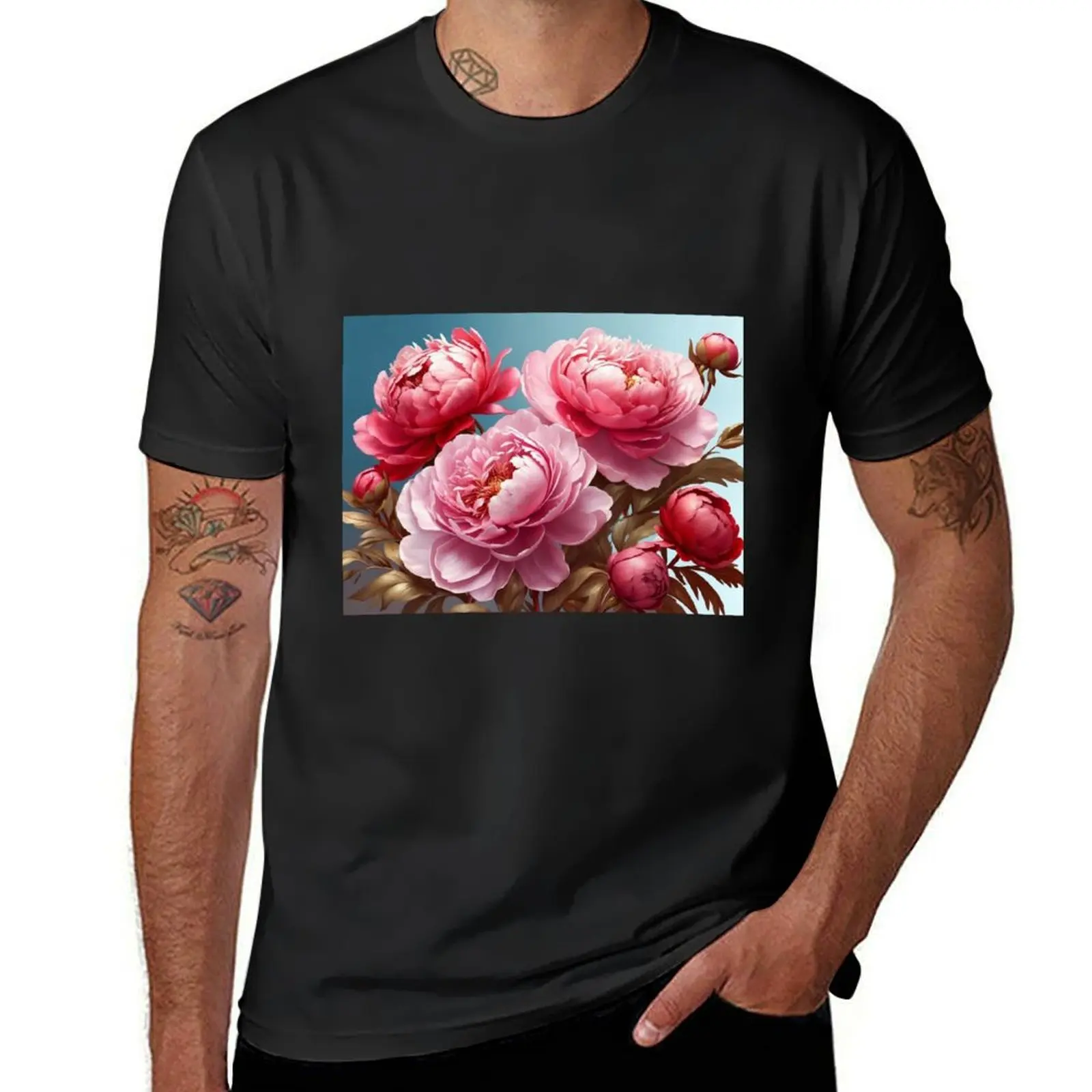 Peonies T-Shirt summer tops cute clothes heavy weight t shirts for men