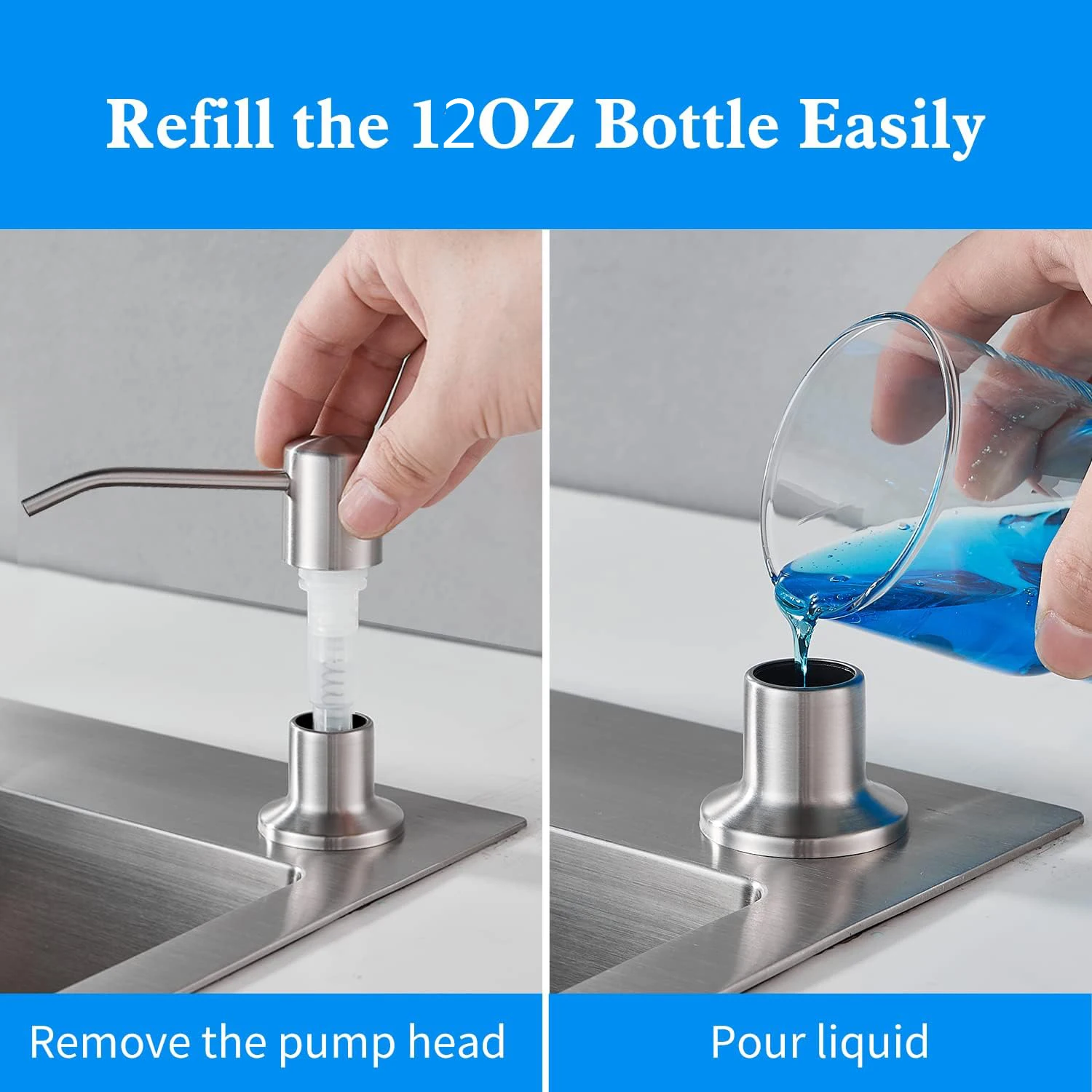 Kitchen Sink Liquid Soap Dispenser Pump Stainless Steel 350ML 500ML Liquid Soap Bottle Sink Mount Hand Pressure Soap Dispenser