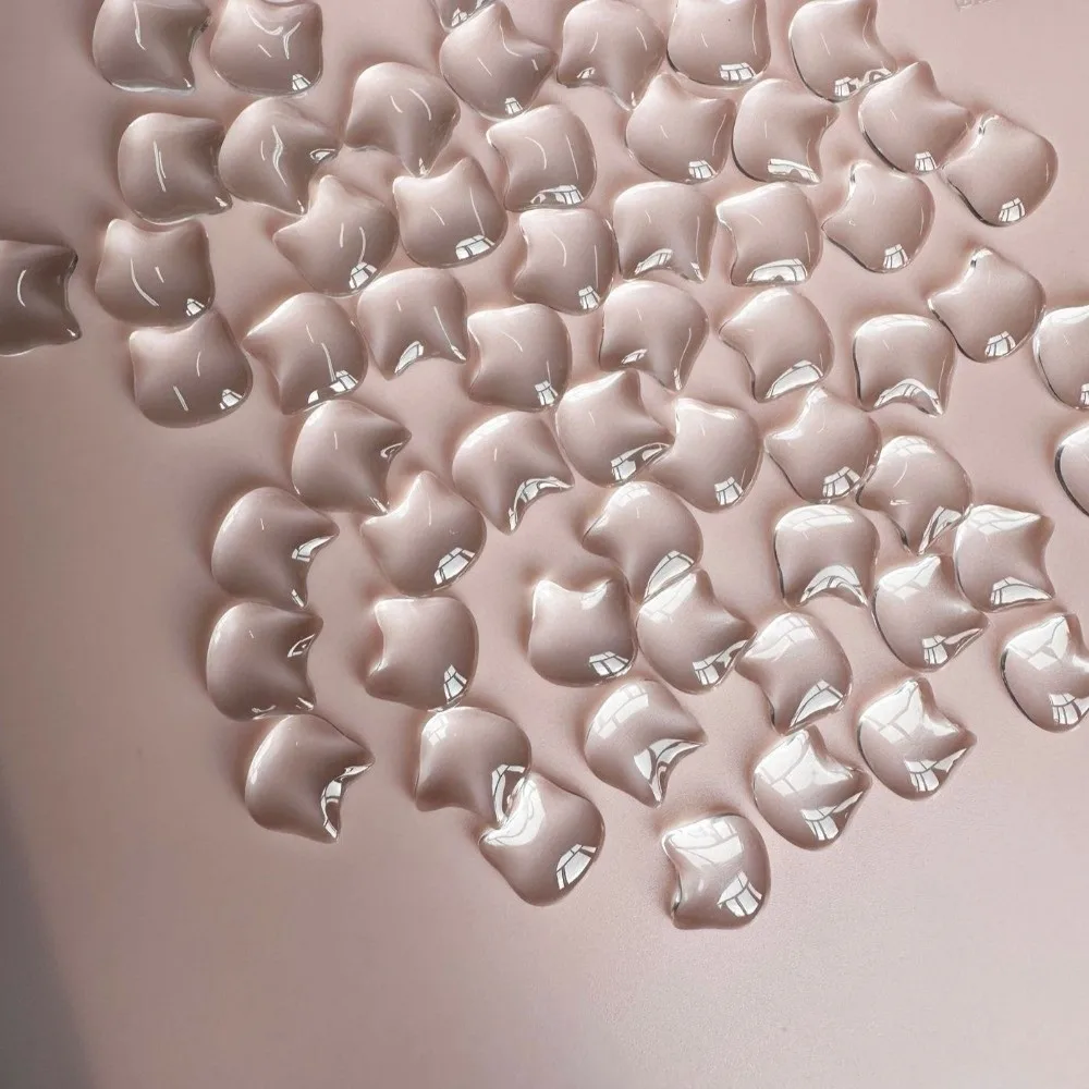 20Pcs New Transparent Nail Keyboard Stickers Round Cartoon Key Caps 3D Heart Typing Protective Cover For Long Nail
