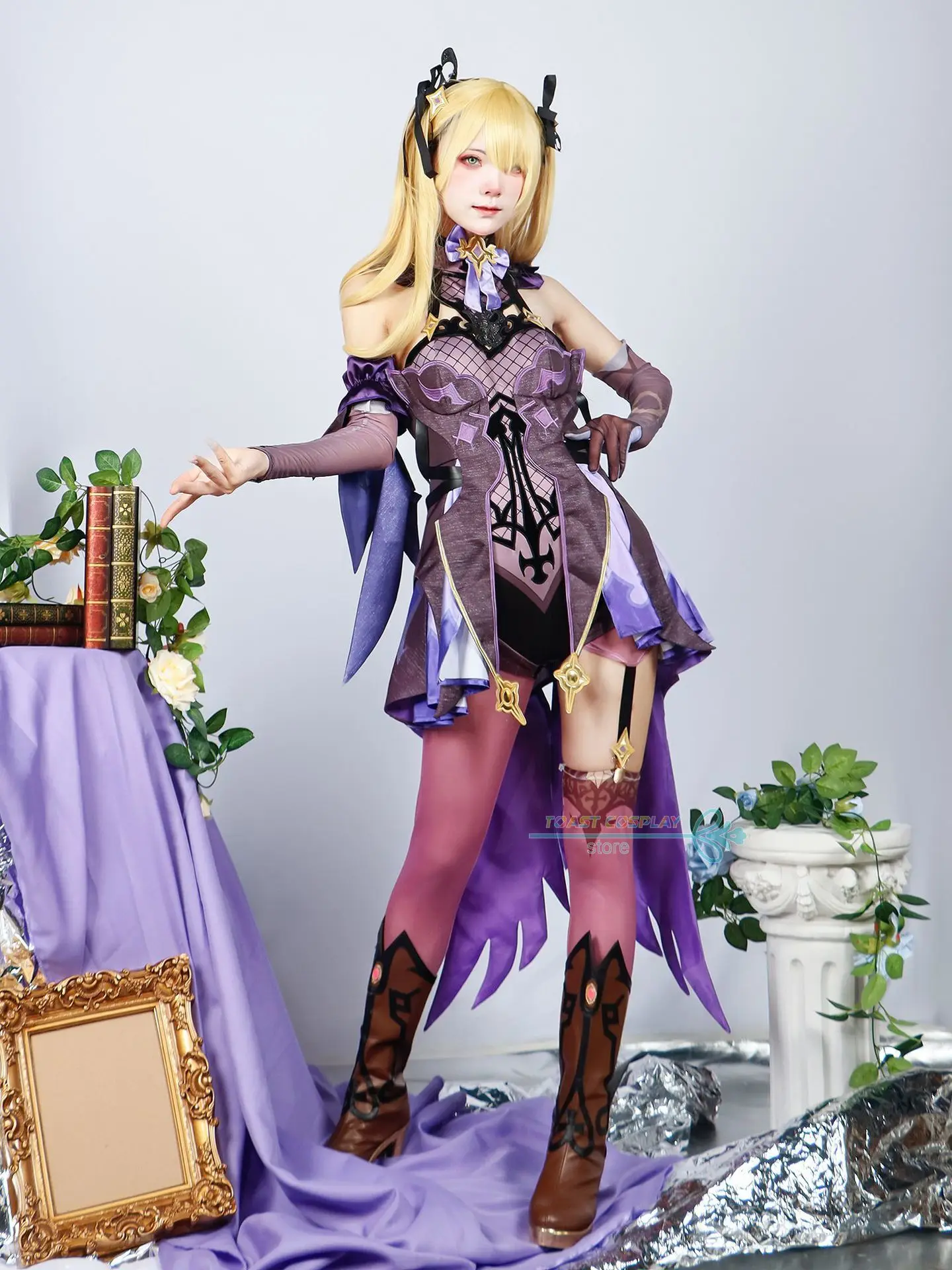 Costume Cosplay Fischl pour femme, jeu Genshinimpact Fischl, robe, perruque, ensemble complet, vêtements de fête de carnaval, olympiques Anime