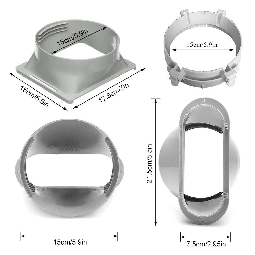 Connecteur de Tuyau pour Fenêtre de Climatisation Mobile, Accessoire Carré et Rond, Buse Plate, 15cm