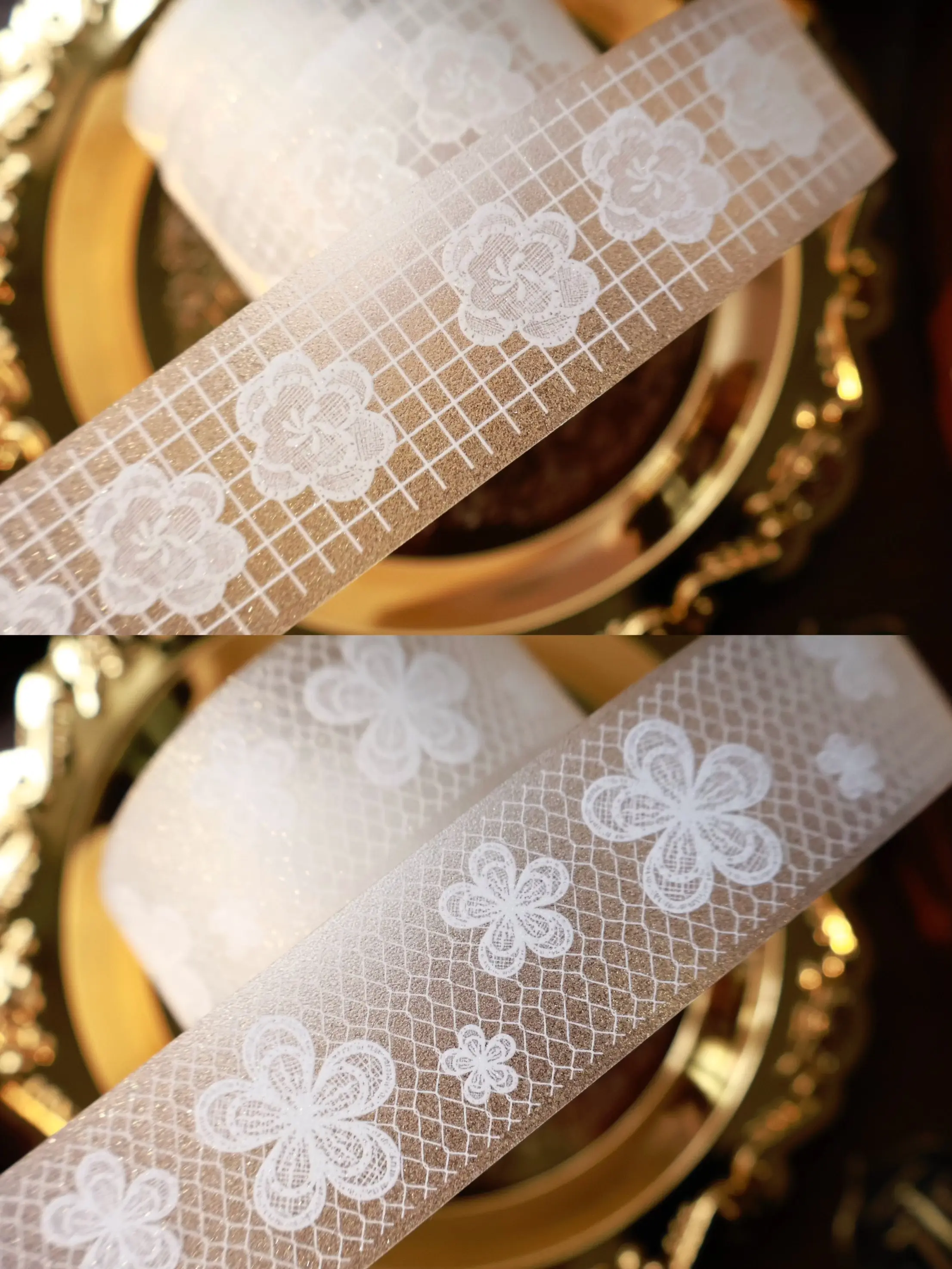 Lace Flower Washi Pet Tape Roll Sticker Primer Lace Flash Yarn Maste Release Paper view 6